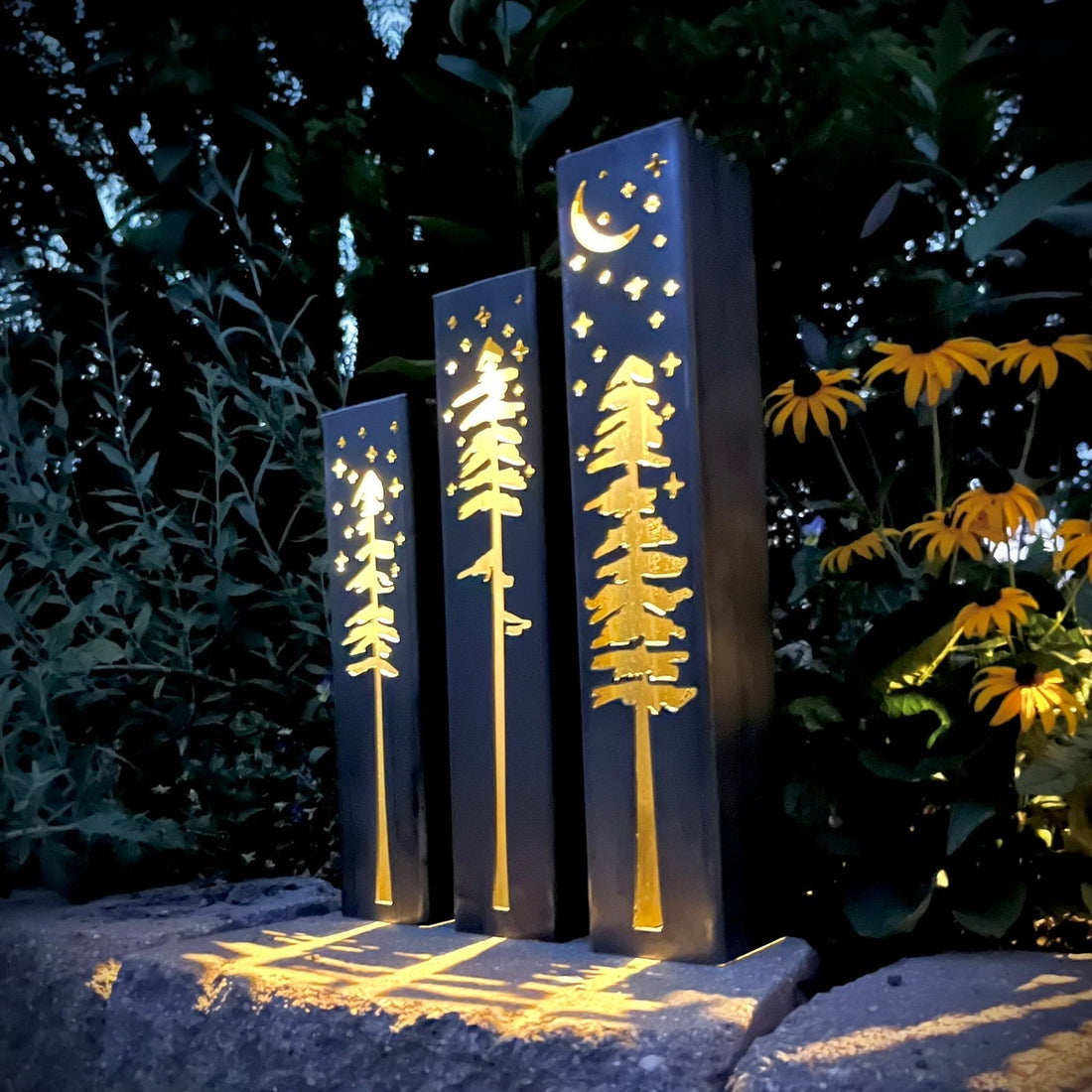 Pine Tree Solar Luminary Pillars