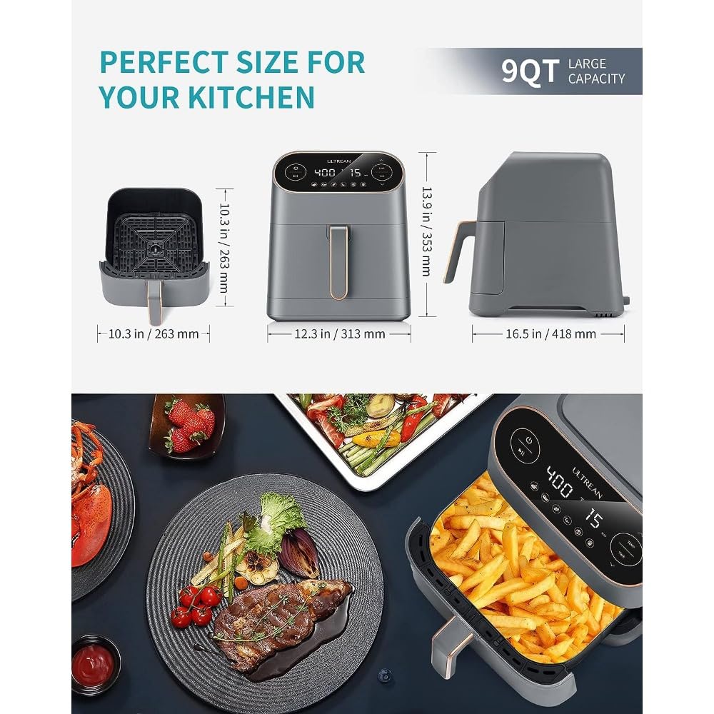 Extra-Large 9-Quart 6-in-1 Air Fryer Oven with LCD Touch Control