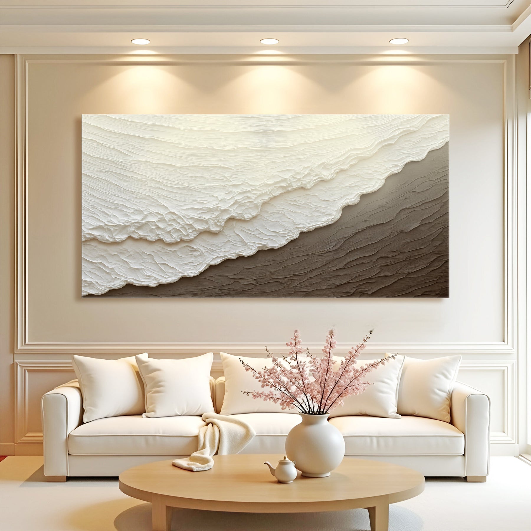 Waves abstract wall art canvas for a contemporary living room