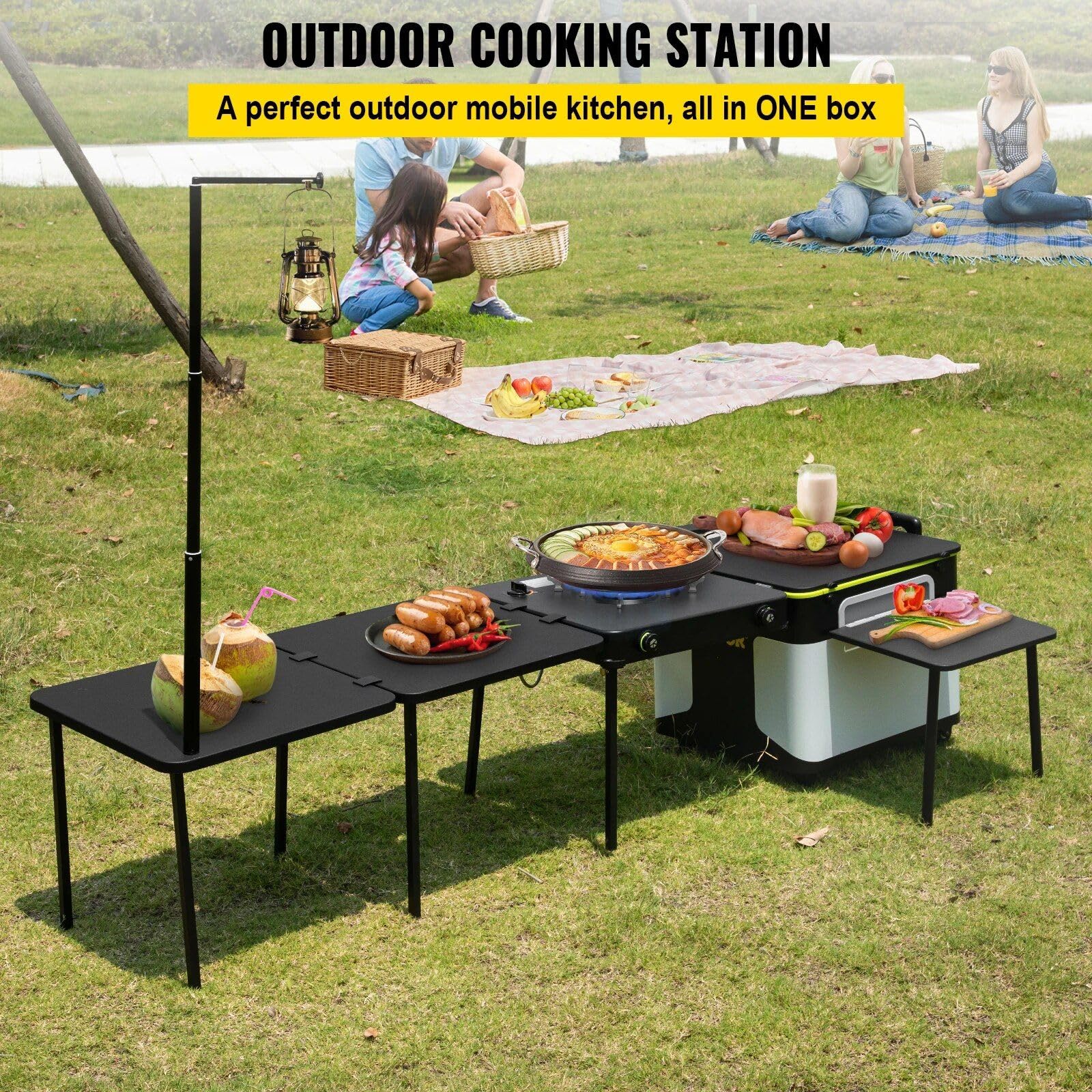 Portable Multifunctional Outdoor Kitchen Station with Wheels
