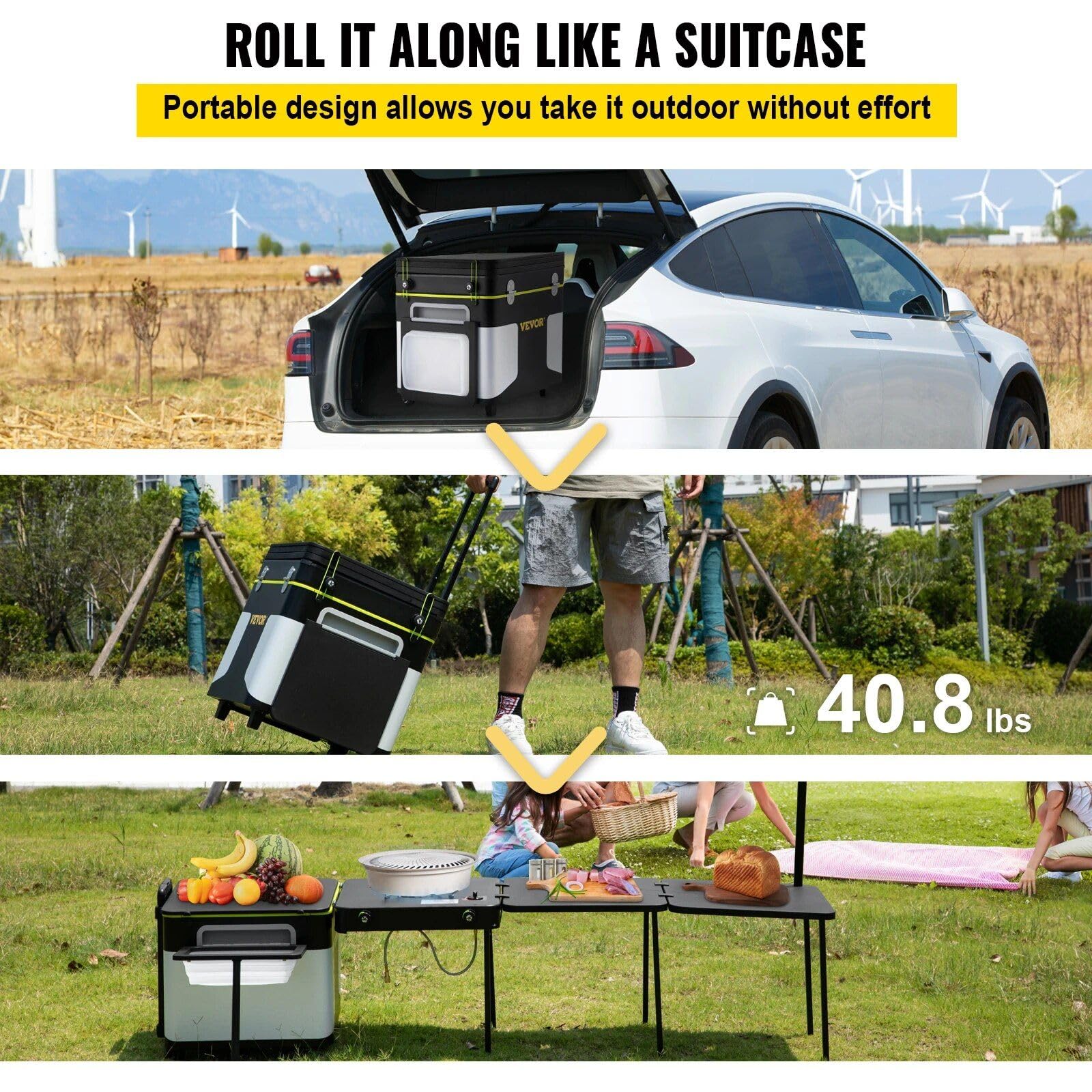 Portable Multifunctional Outdoor Kitchen Station with Wheels