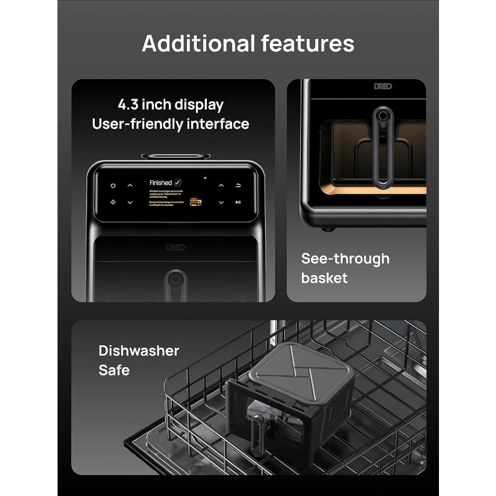 6 QT Smart Air Fryer Cooker with Advanced Cooking Probe and Water Atomizer