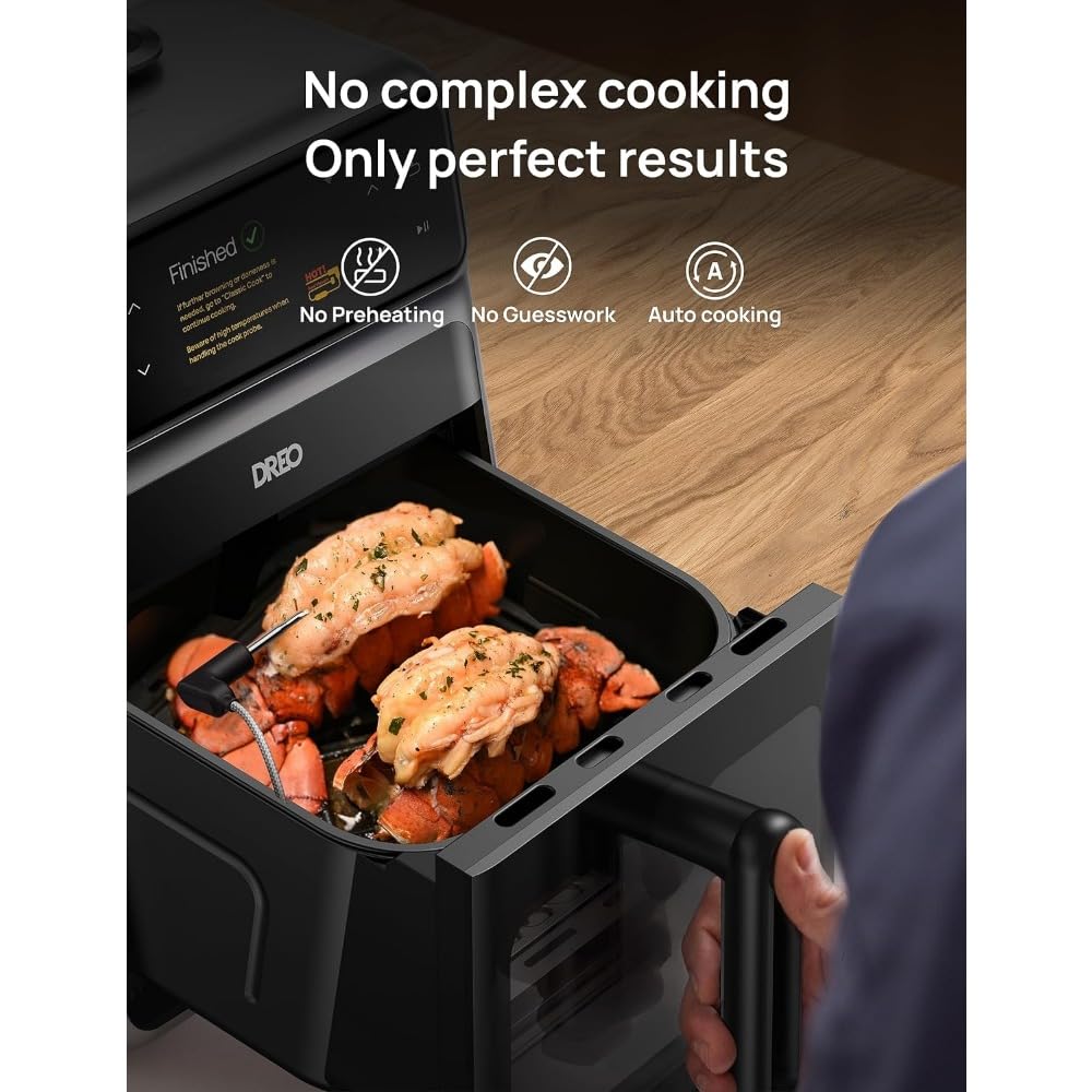 6 QT Smart Air Fryer Cooker with Advanced Cooking Probe and Water Atomizer