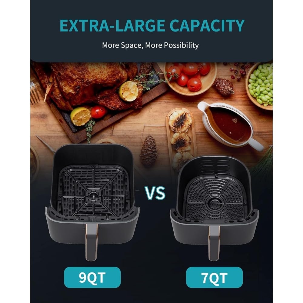 Extra-Large 9-Quart 6-in-1 Air Fryer Oven with LCD Touch Control