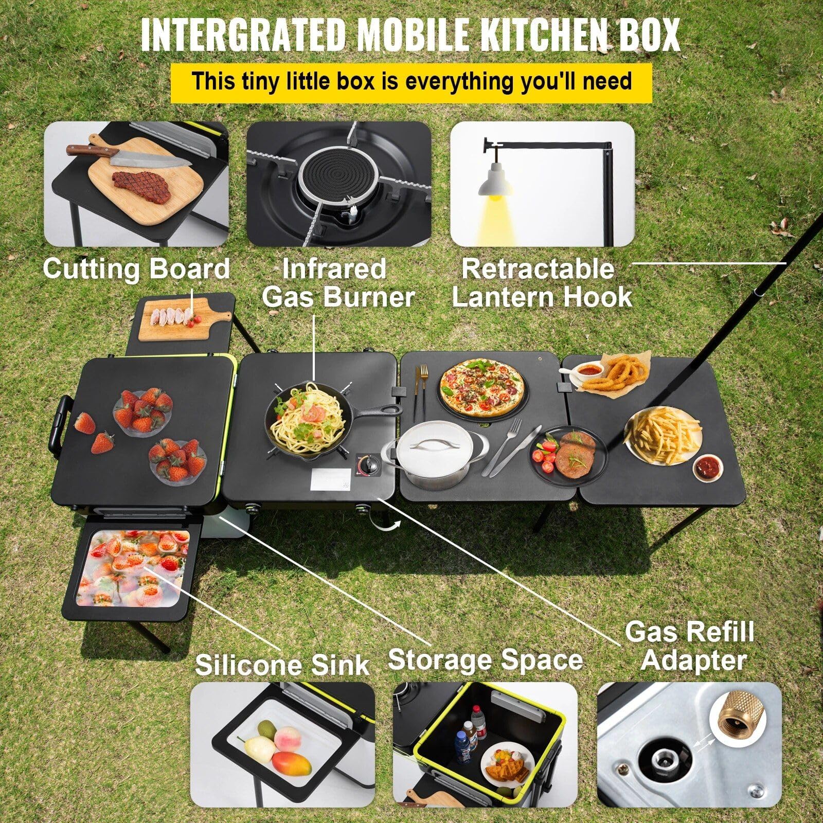 Portable Multifunctional Outdoor Kitchen Station with Wheels