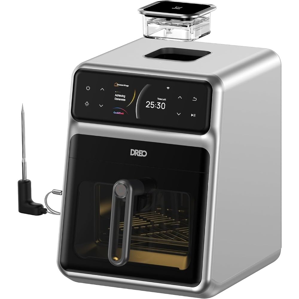 6 QT Smart Air Fryer Cooker with Advanced Cooking Probe and Water Atomizer