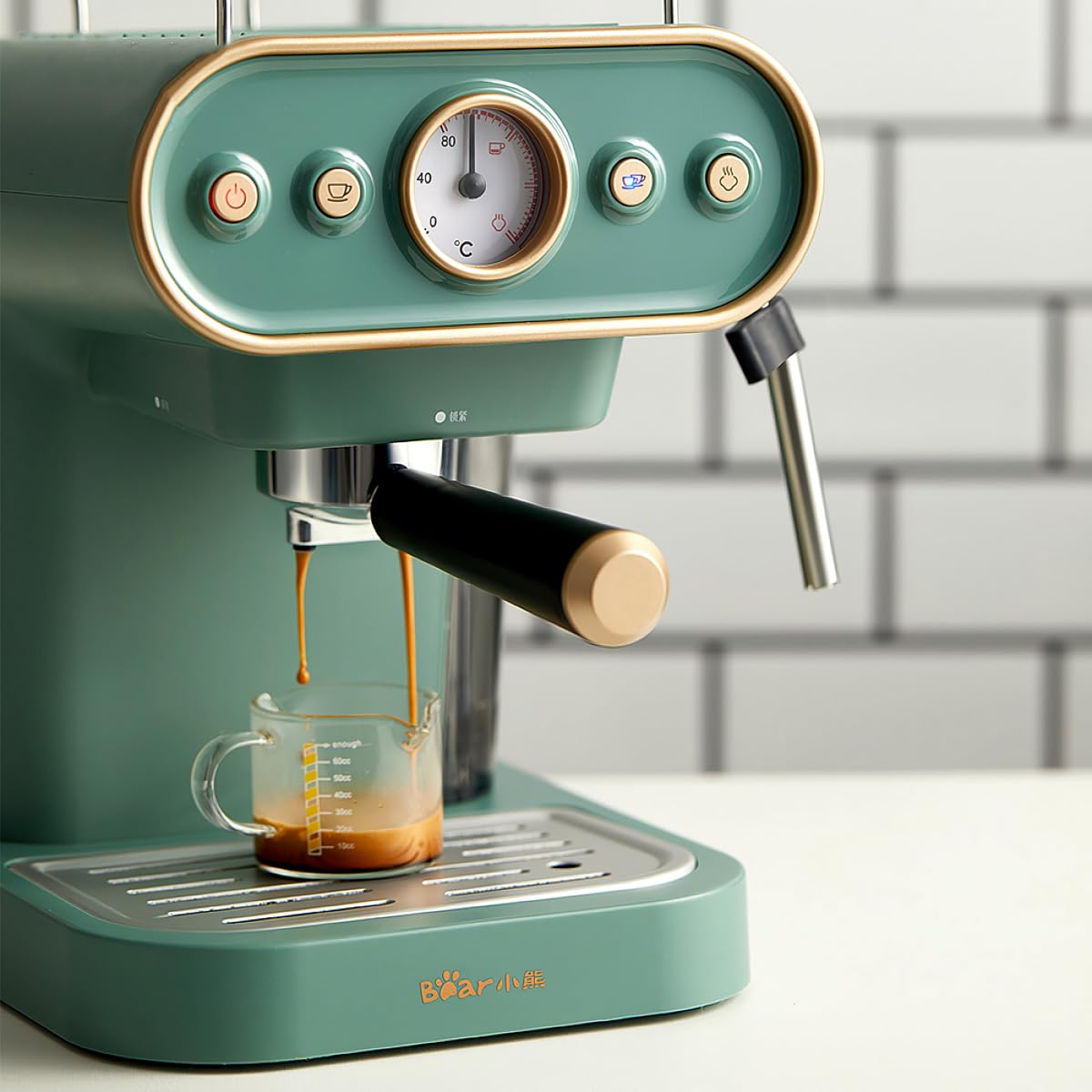 Compact High-Pressure Coffee Machine with Steam Frother