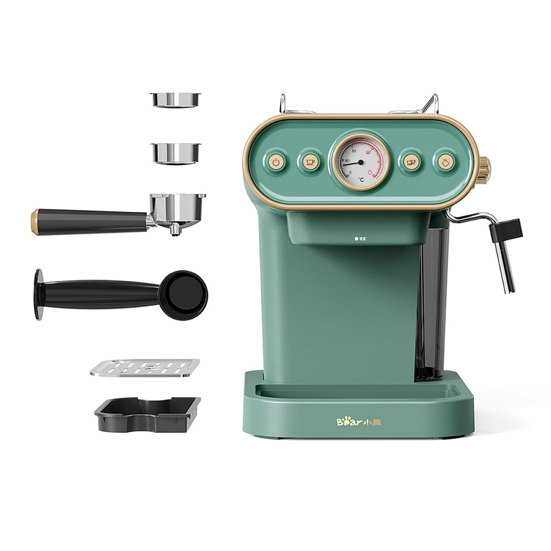 Compact High-Pressure Coffee Machine with Steam Frother