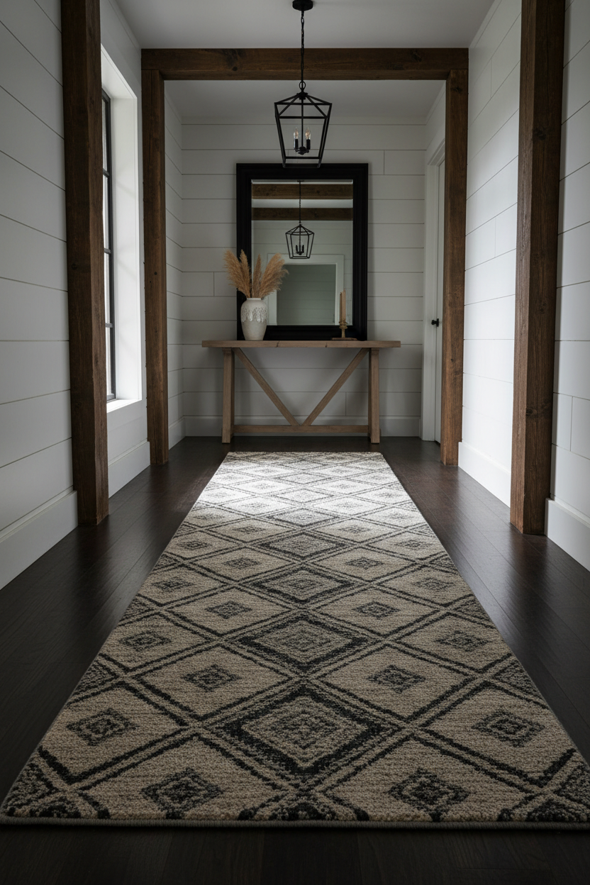 Parkerfield Runner Rug styled in a hallway
