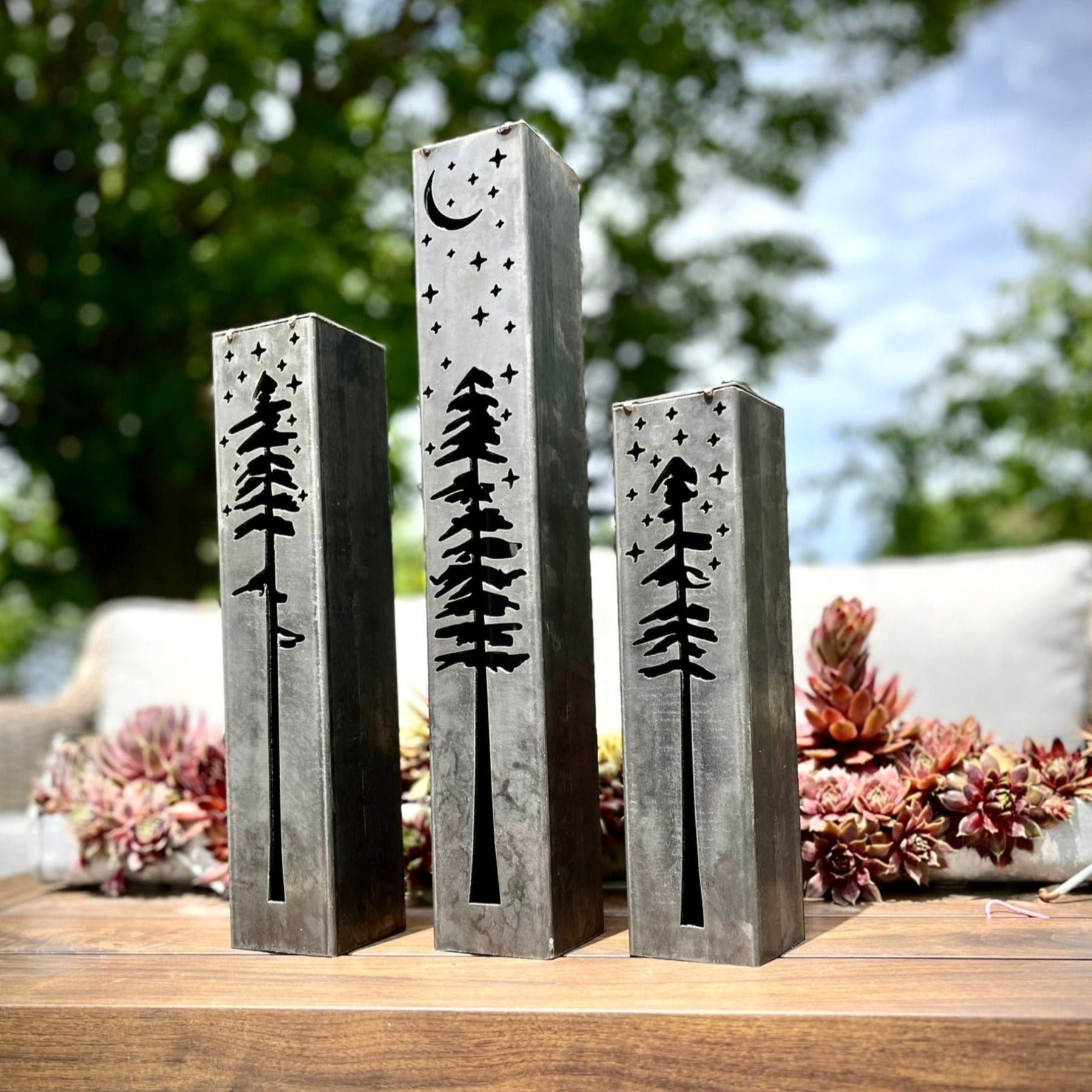 Pine Tree Solar Luminary Pillars