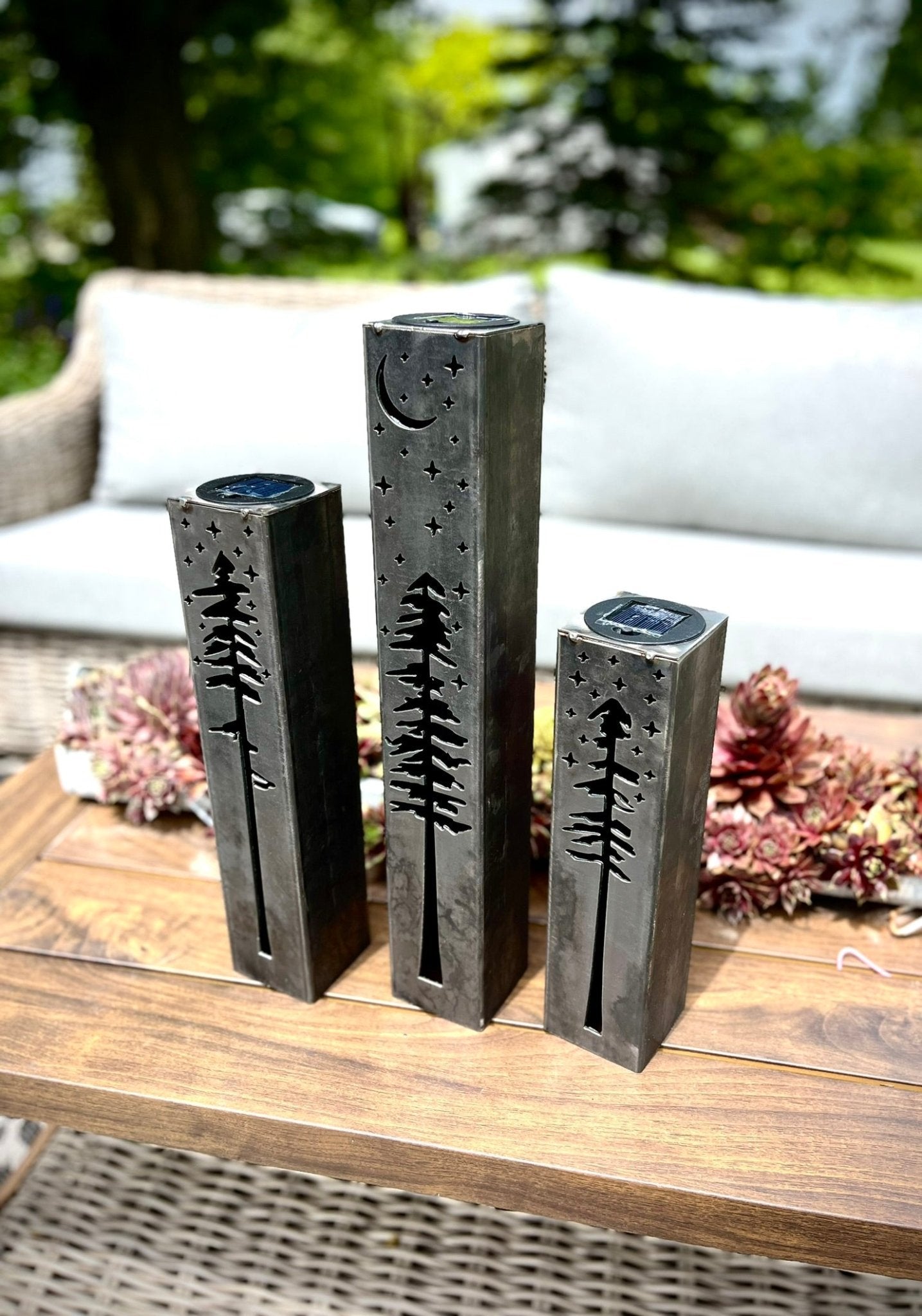 Pine Tree Solar Luminary Pillars