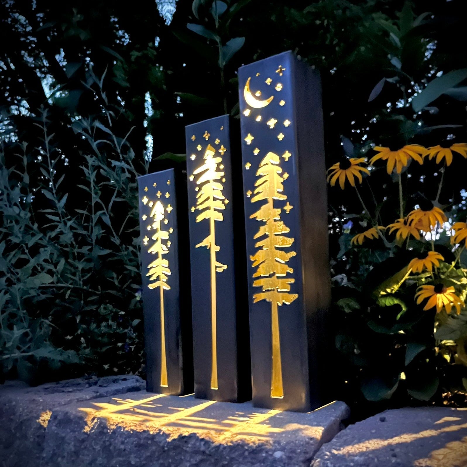 Pine Tree Solar Luminary Pillars