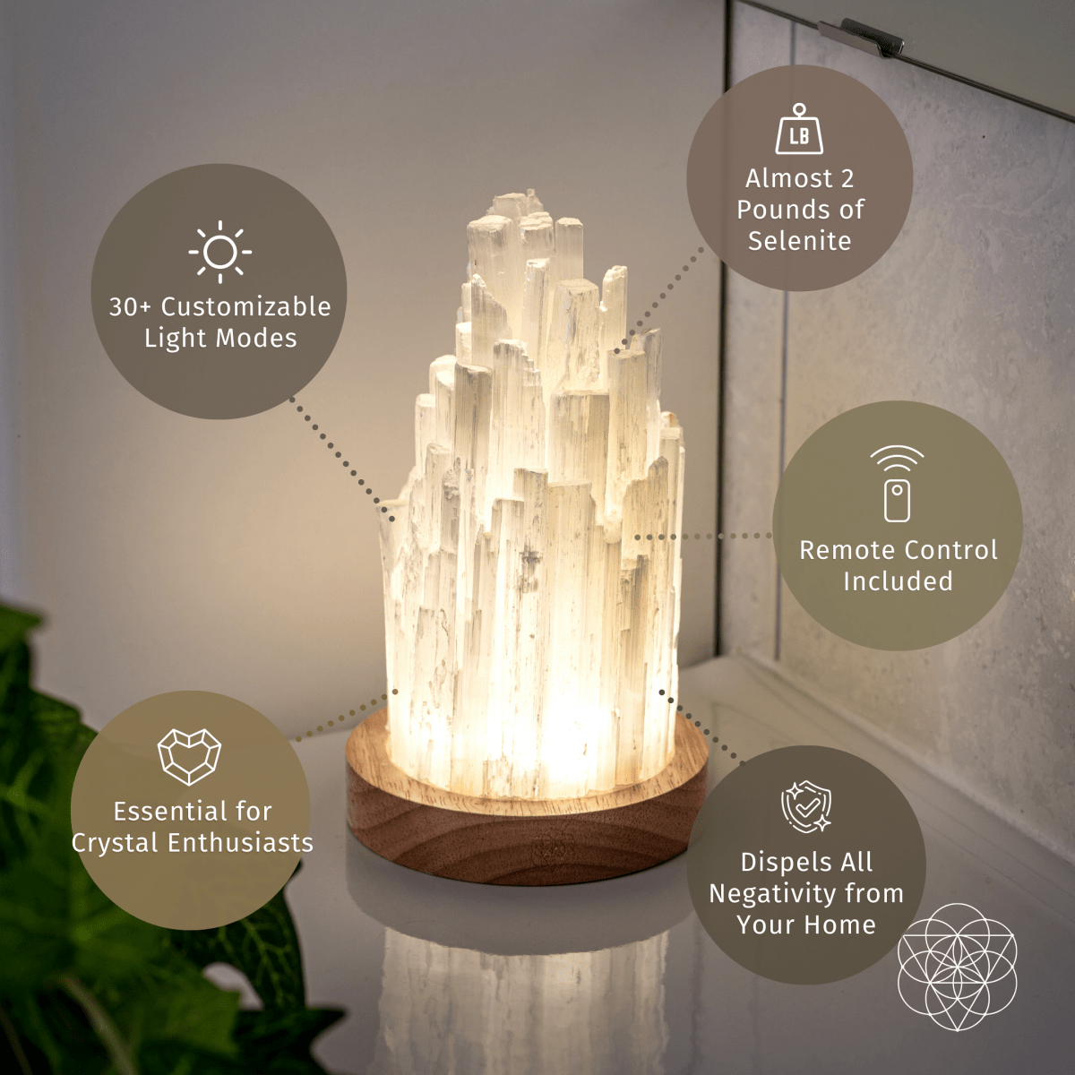 Natural Selenite Accent Lamp