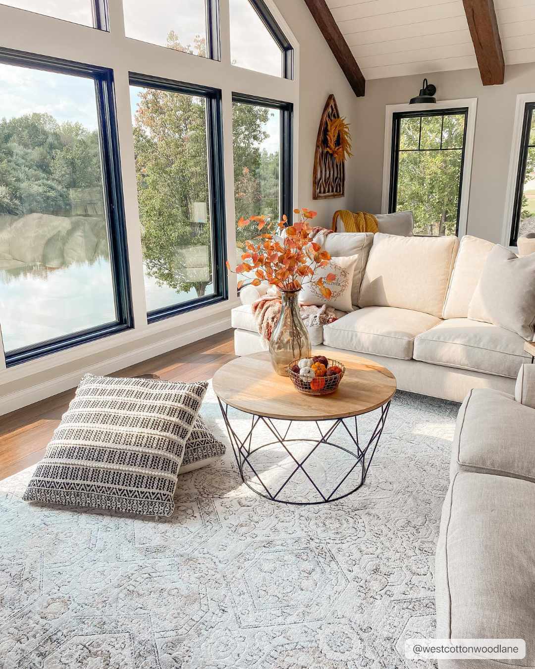 Parkerfield Moroccan-style area rug in beige and charcoal tones